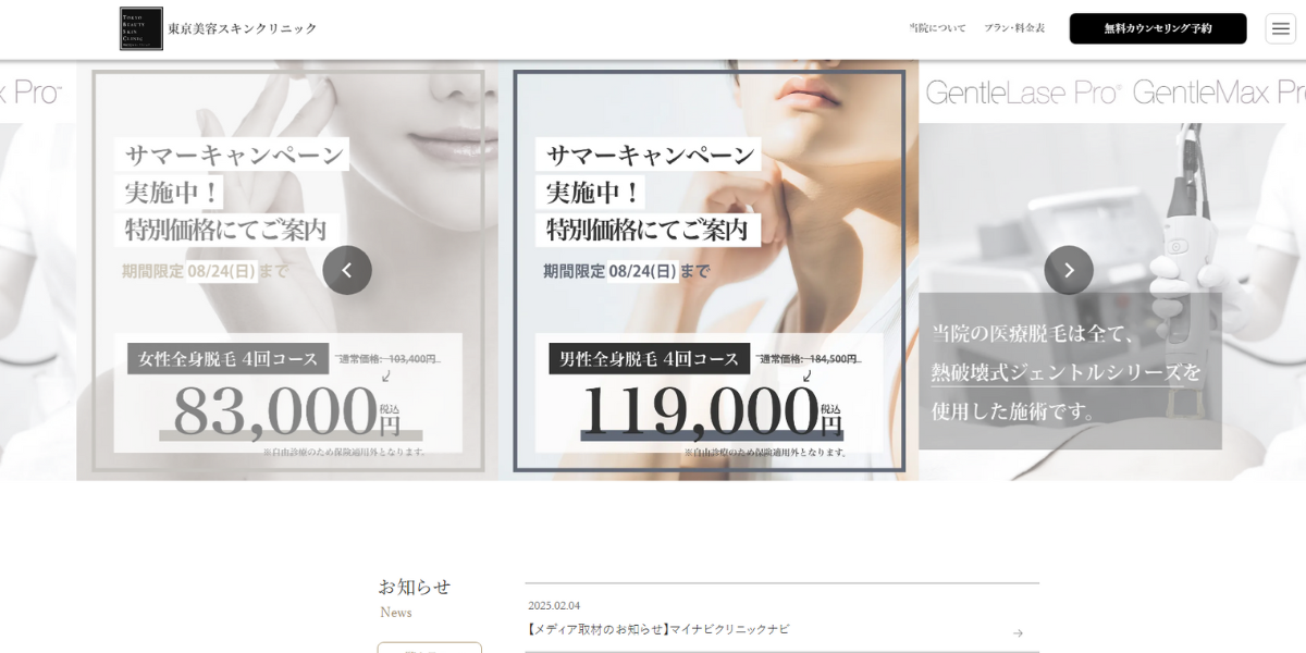 TBSC 東京美容スキンクリニック 池袋院　ジェントルレーズプロ　ジェントルマックスプロ
