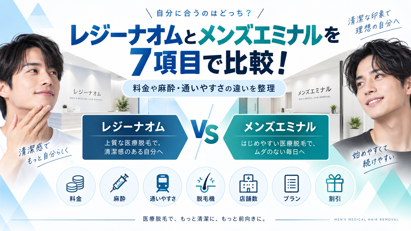 レジーナオムとメンズエミナルを7項目で比較！